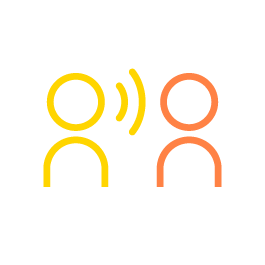 Ein Icon von zwei Personen, dass ein Gespräch symbolisiert.